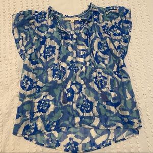 NWT - Lovestich short sleeve blouse, blue pattern
